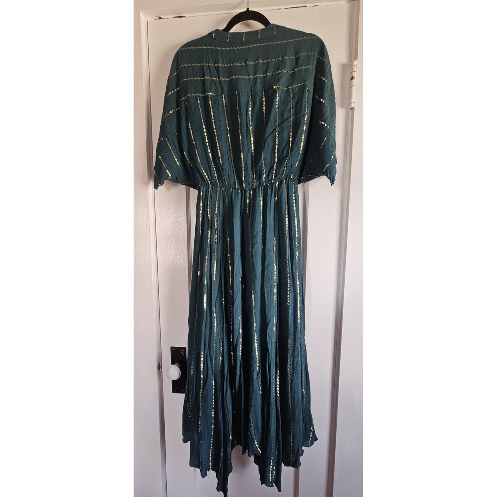 EN CREME Sabrina Lurex Kimono maxi dress metallic stripe woman's M - Picture 5 of 11